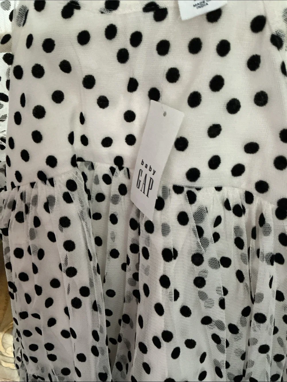 Baby GAP Polka Dot Tulle Dress in White and Black. NWT